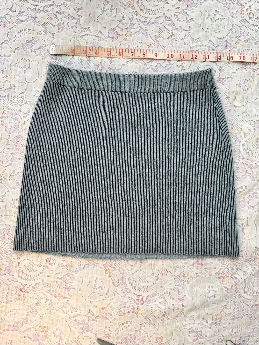 Wild Fable Striped Mini Skirt Gray & White Small